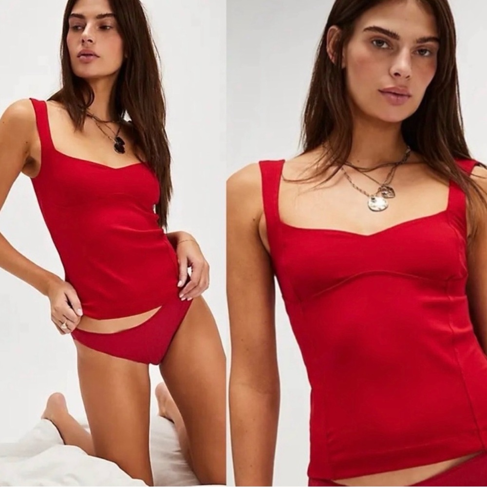NWT Free People Intimately Somewhere Sometime‎ Cami Womens S Red Basic Top
